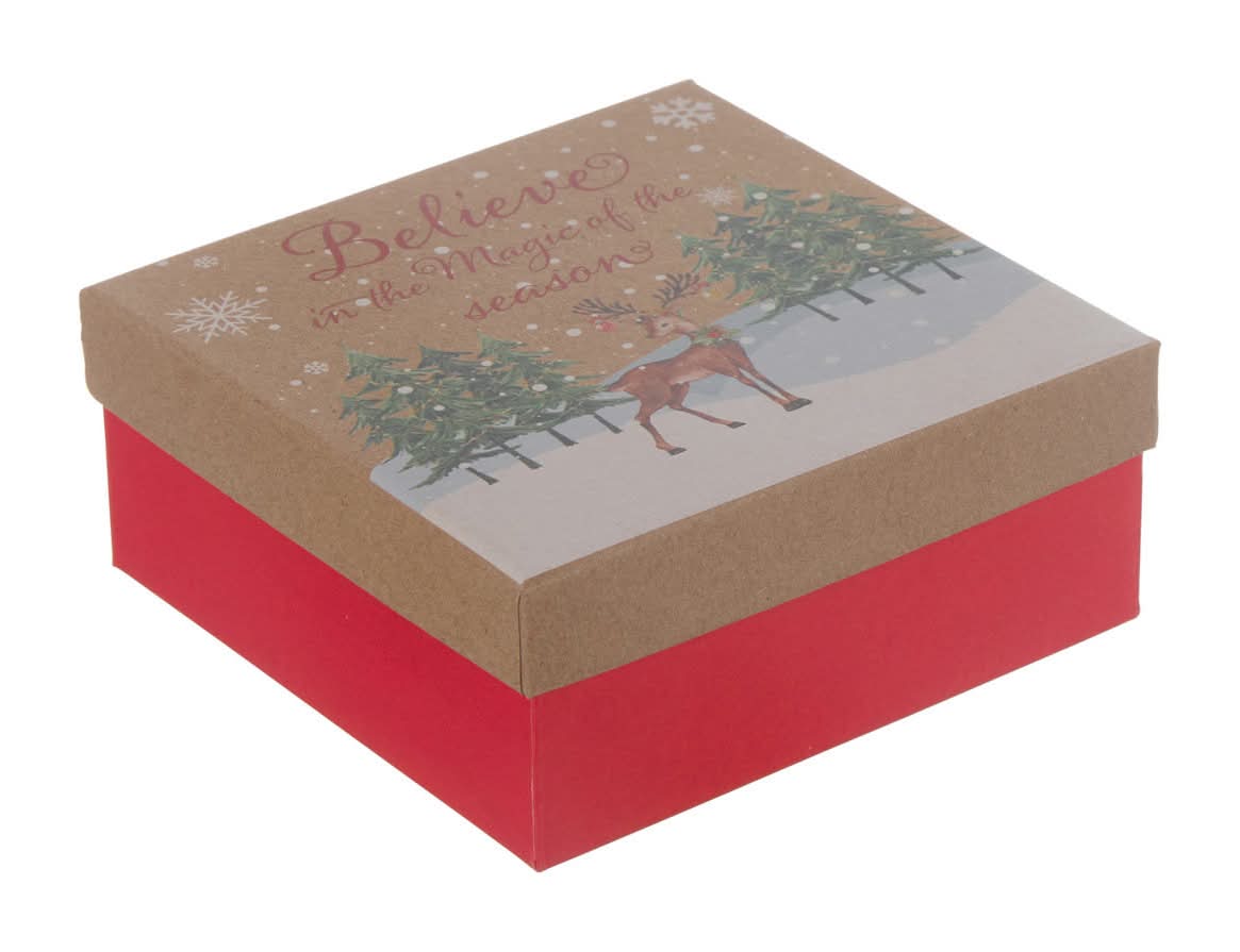 Christmas Kraft Gift Box, S, Assorted