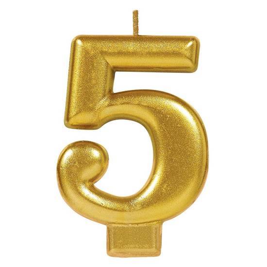 Numeral #5 Metallic Candle - Gold (unit)