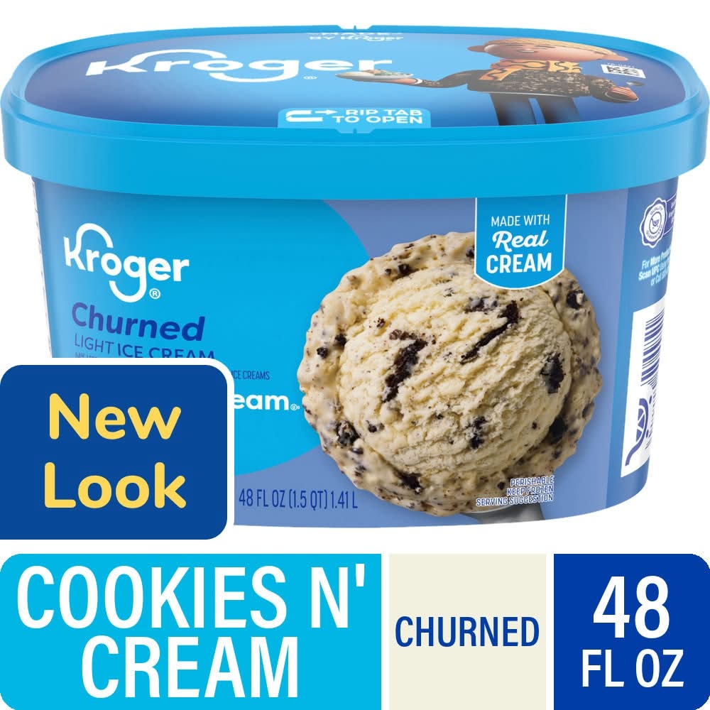 Kroger® Churned Cookies and Cream Light Ice Cream Tub