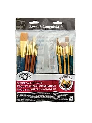Royal & Langnickel Short Handle Assorted Brushes, Assorted Sizes, 25/Pack (RSET-9387)