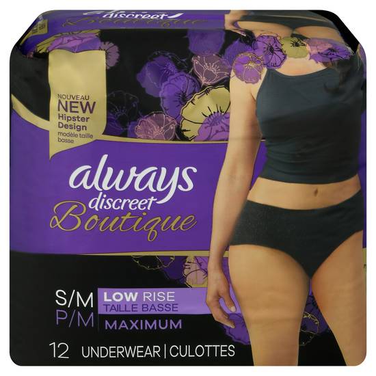 Always Small and Medium Low Rise Underwear (12 ct)