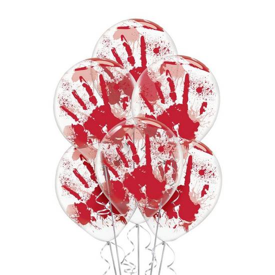 Uninflated 6ct, 12in, Blood Splatter Latex Balloons