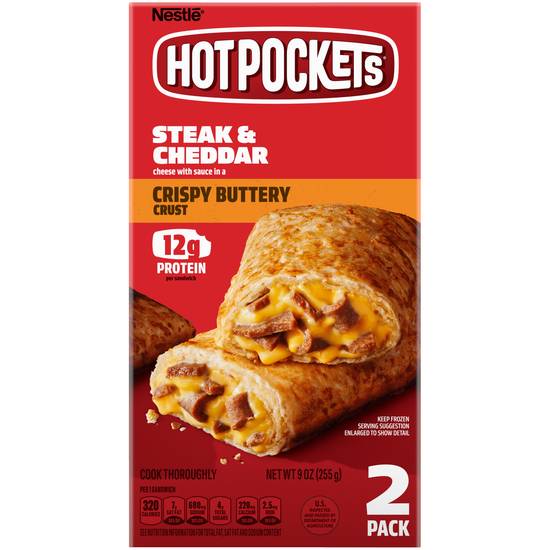 Hot Pockets Crispy Buttery Crust - Steak + Cheddar, 2 pk, 9 oz