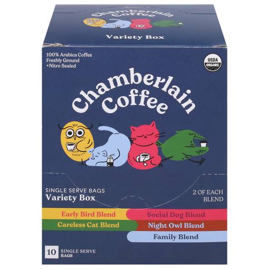 Chamberlain Coffee Ground 100% Arabica Coffee Variety Box (10 pack)