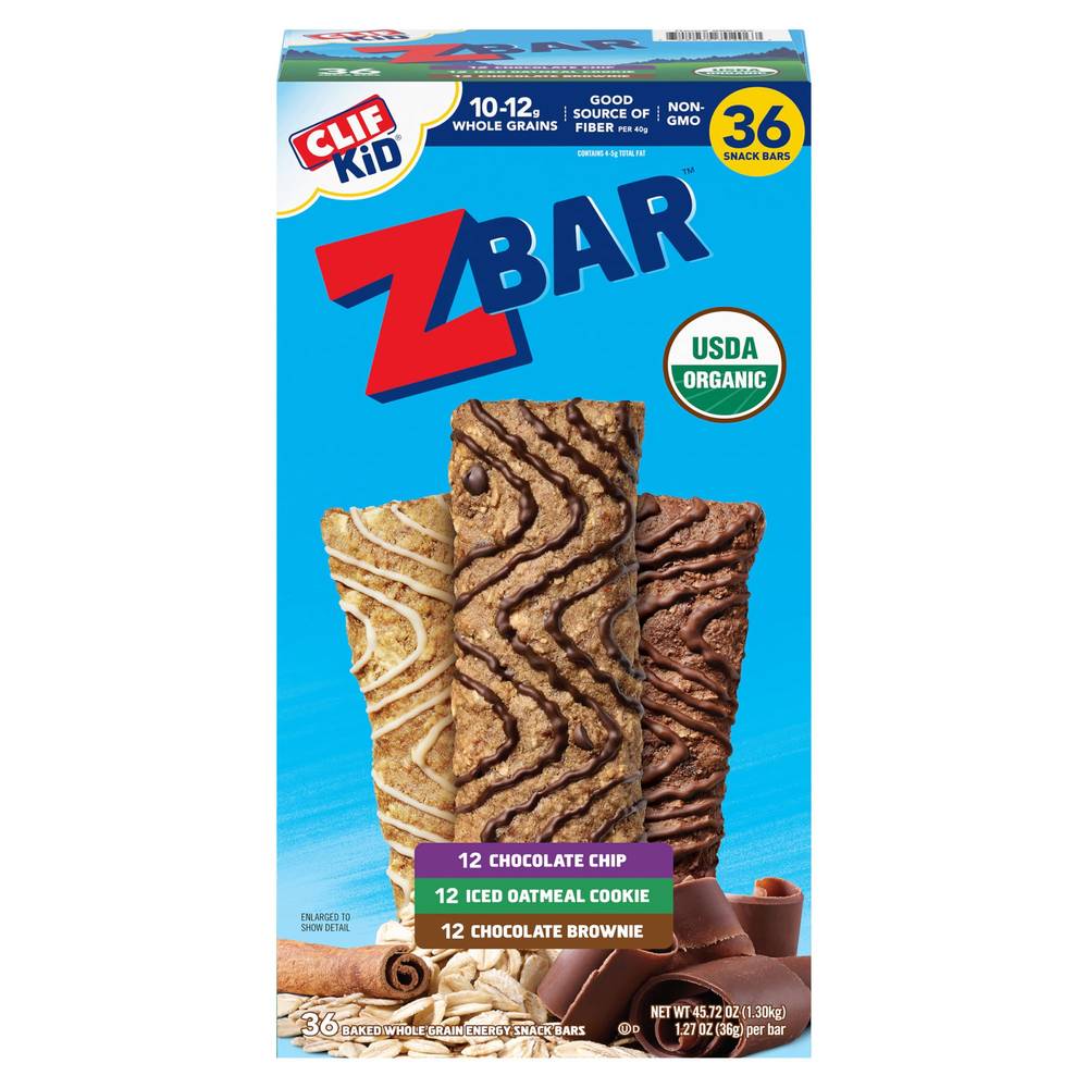 Clif Kid Organic ZBar, Variety Pack, 1.27 oz, 36-count