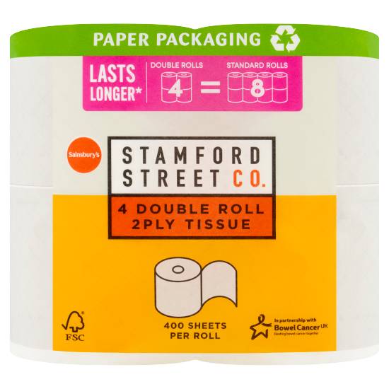 Stamford Street Co. Double Roll 2ply Tissue (4 pack)