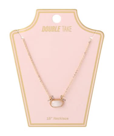 Double Take Pendant Necklace White Stone