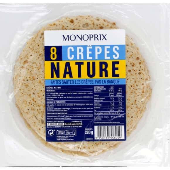 Monoprix Crêpes Nature Le Sachet De 8 - 280 G