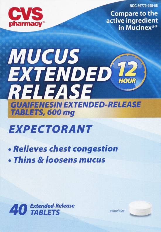 Cvs Pharmacy 600 mg Mucus Extended Release Tablets (40 ct)