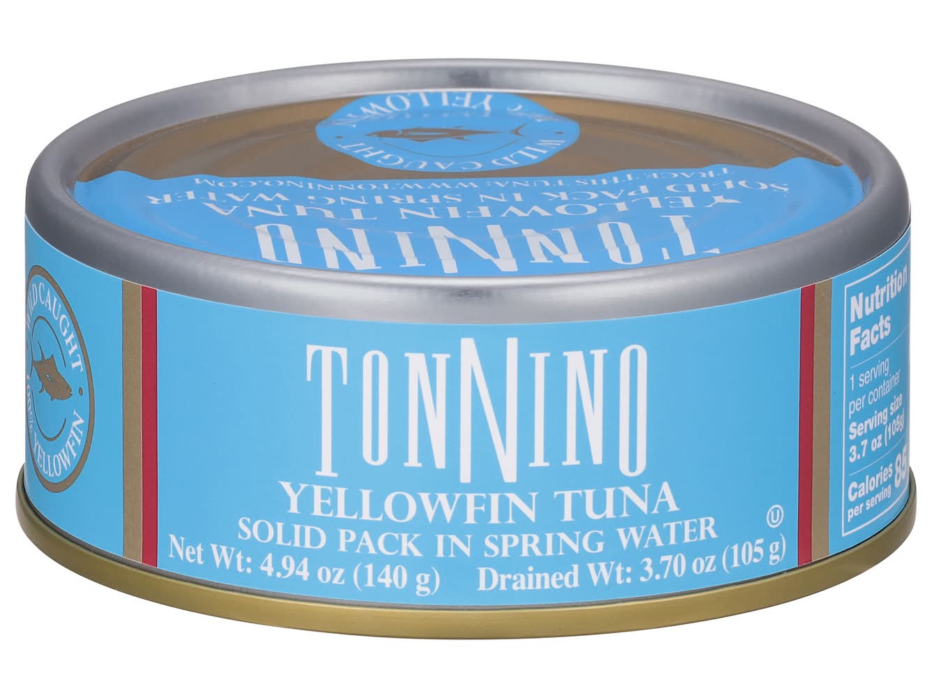Tonnino Solid pack Yellowfin Tuna Fillet in Spring Water (4.9 oz)