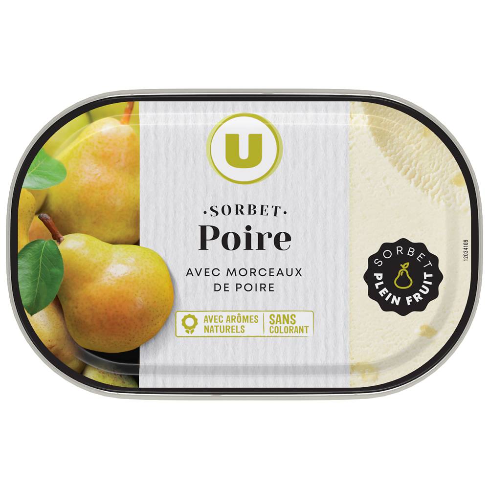 Les Produits U - Sorbet poire crème glacée (650g)