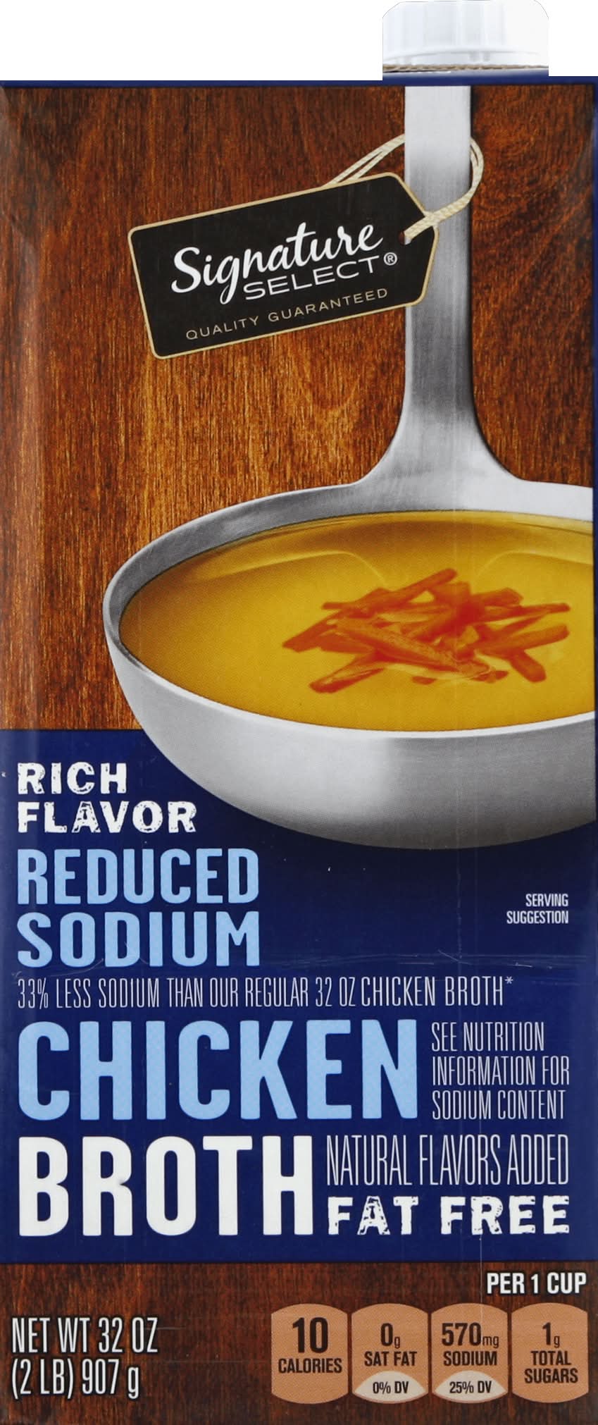 Signature Select Reduced Sodium & Fat Free Chicken Broth, Rich (32 oz)