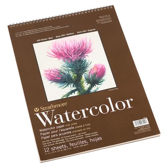 Strathmore 400 Series Wired Watercolor Paper Pad, 11x15 in, White (12 ct)