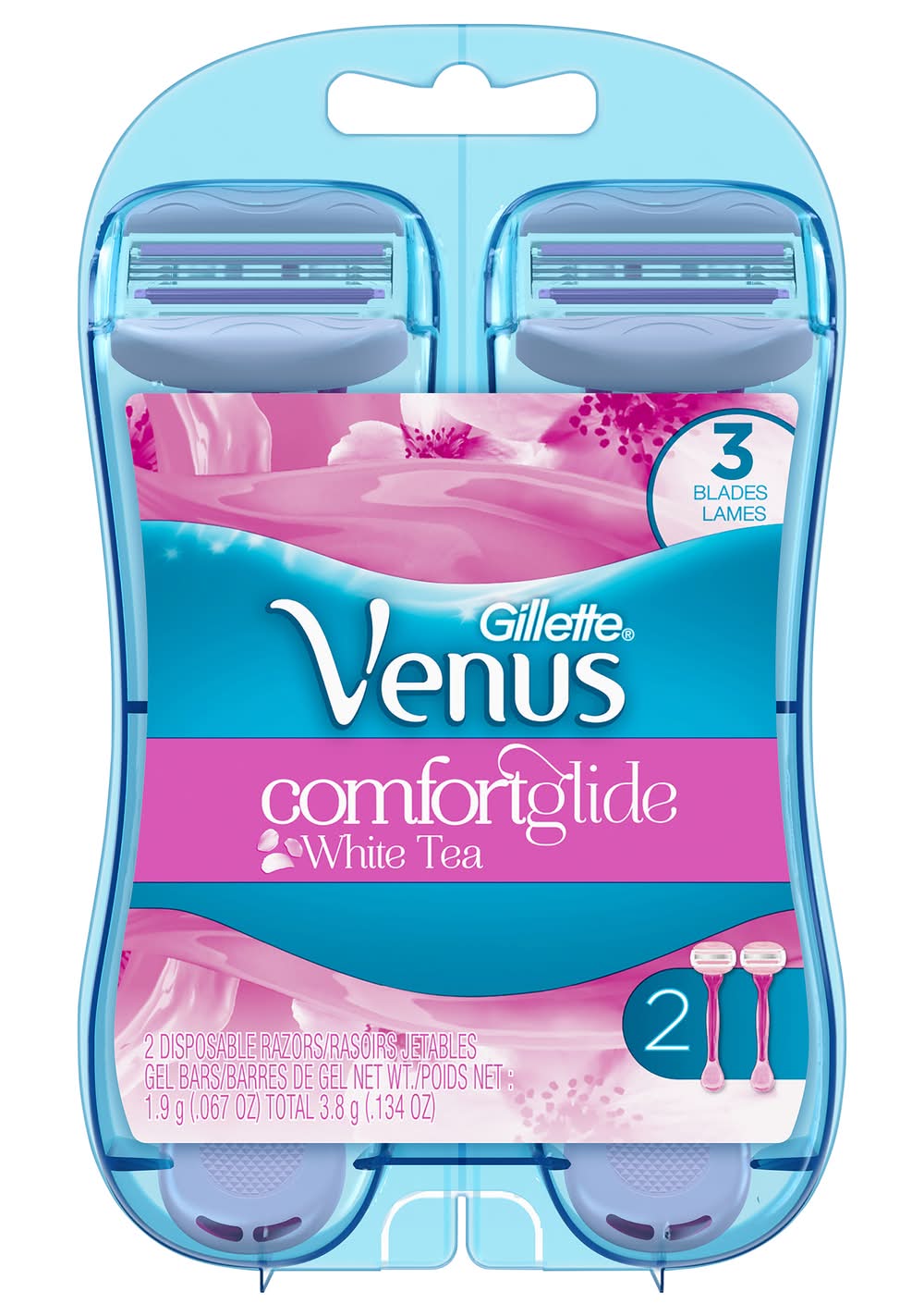 Gillette Venus Comfortglide 3 Blade Disposable Razor (1.9 oz, 2 ct)