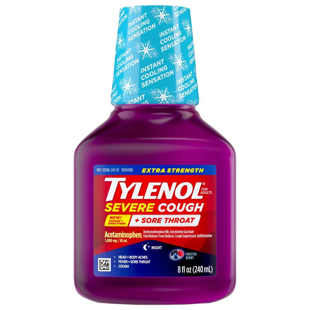 Tylenol Extra Strength Frosted Berry Severe Cough + Sore Throat For Adults