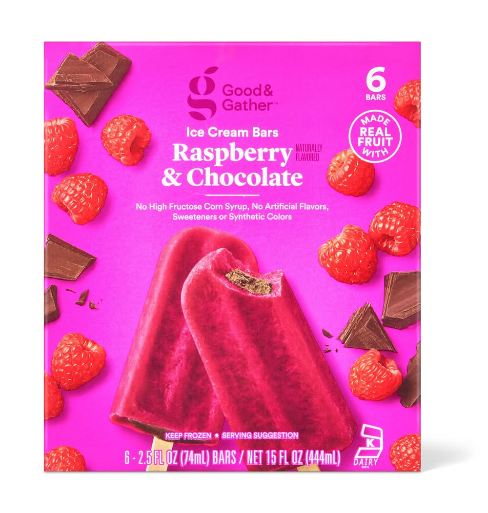Good & Gather Ice Cream Bars, Raspberry & Chocolate (6 x 2.5 fl oz)