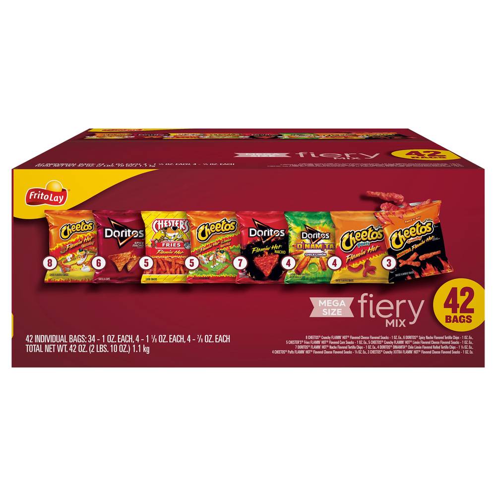 Frito-Lay Mega Size Fiery Snack Mix, Assorted (2.62 lbs, 42 ct)