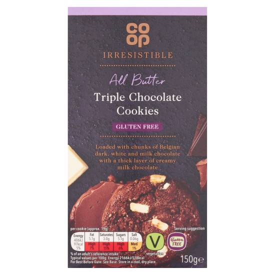 Co-Op Irresistible All Butter Triple Chocolate Cookies 150g