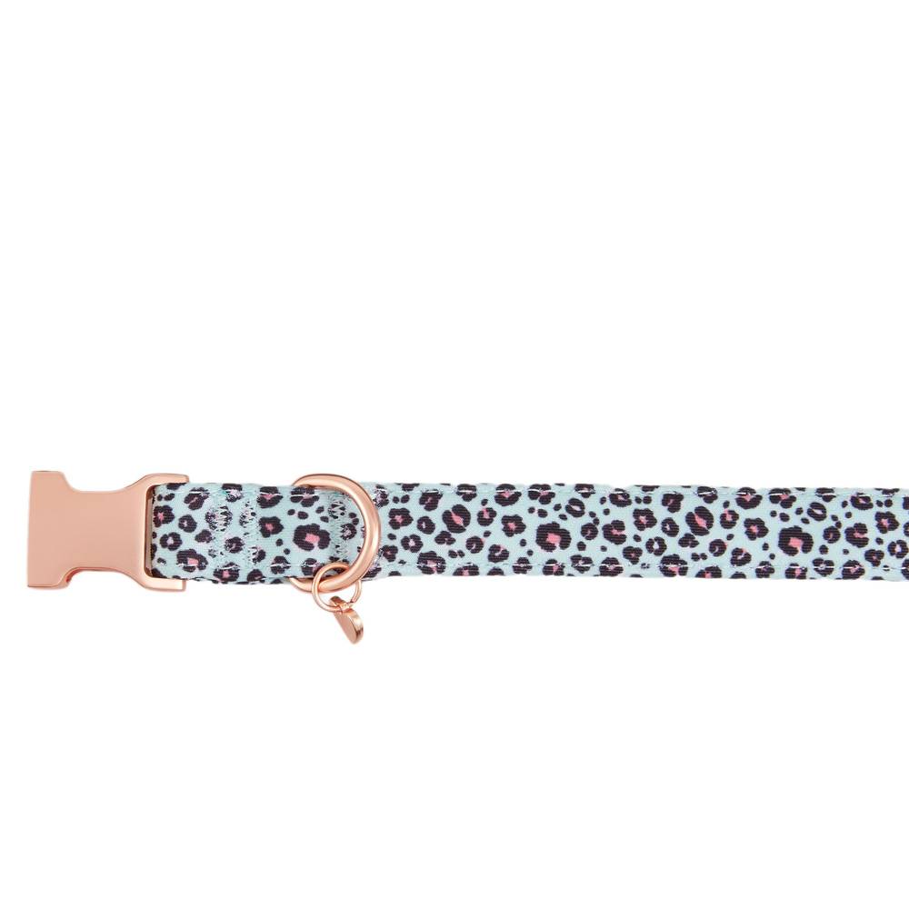 Top Paw® Teal Cheetah Neoprene Adjustable Dog Collar (Color: Teal, Size: X Large)