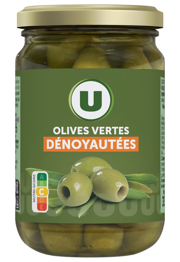 Les Produits U - Olives vertes dénoyautées (160g)
