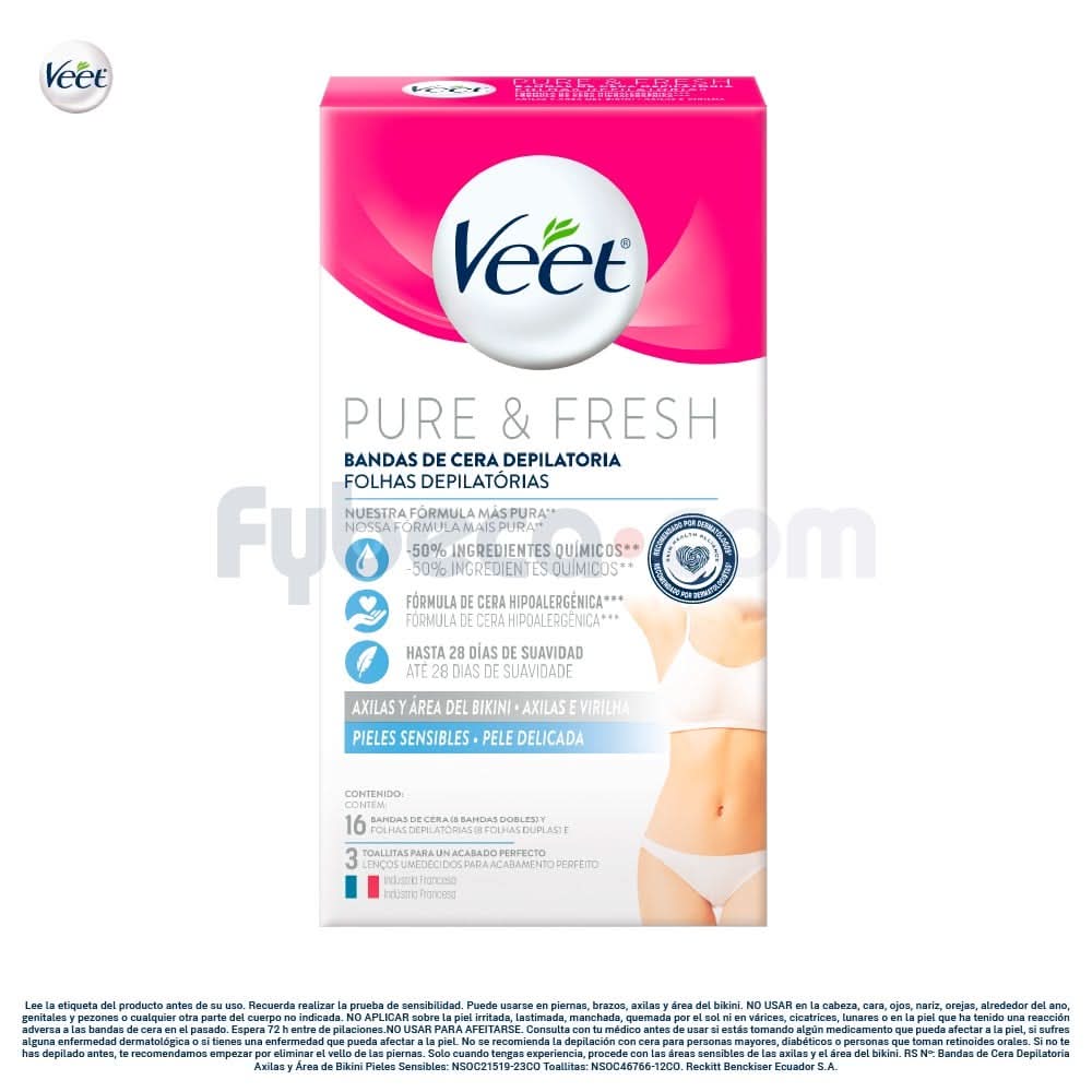 Veet Bandas De Cera Depilatoria Axilas Y Area De Bikini Pieles Sensibles