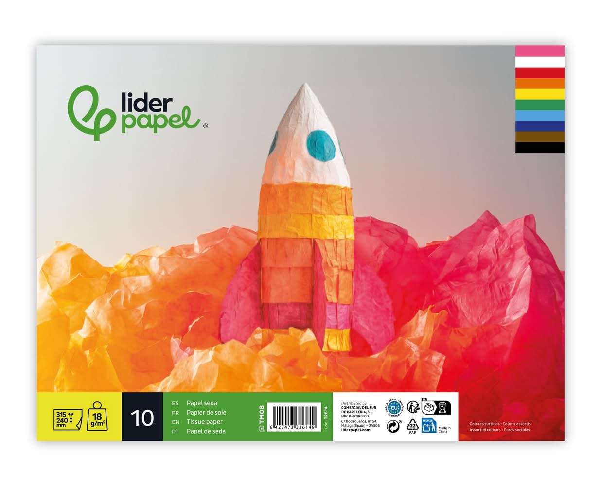 Papel Seda 10 Folhas 31.5 x 24cm Liderpapel