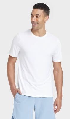 Men's Short Sleeve Performance T-Shirt - All In Motion™ White XXL: Recycled Polyester, Quick Dry, Pullover