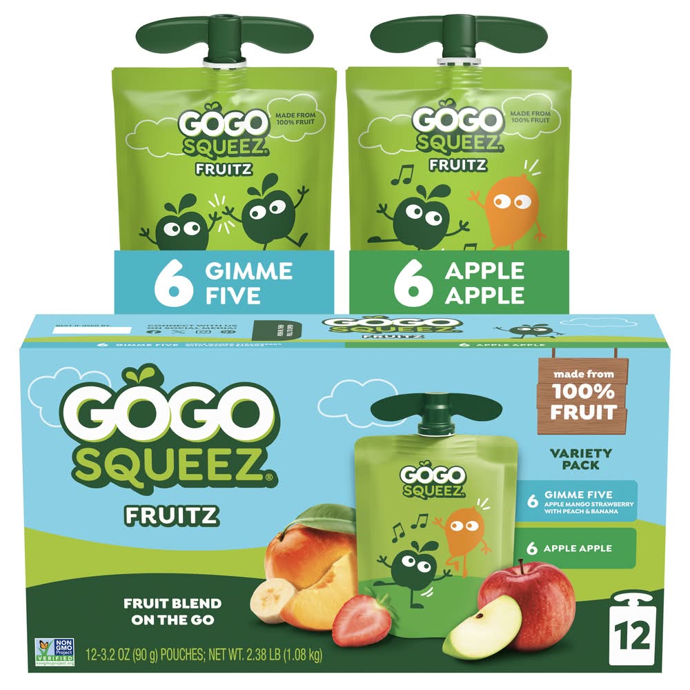 GoGo squeeZ Fruit on the Go Applesauce, Assorted (38.4 oz, 12 ct)