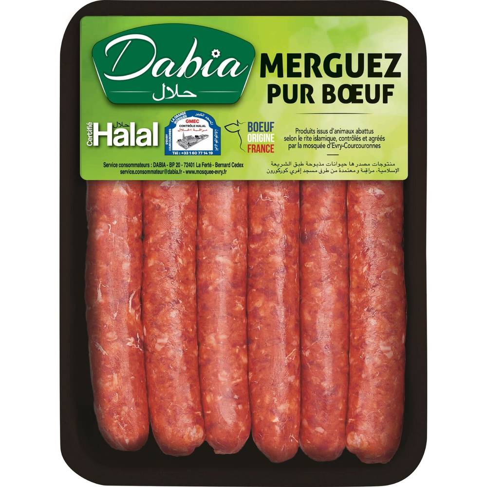 Dabia - Merguez véritable pur bœuf halal (6 pièces)