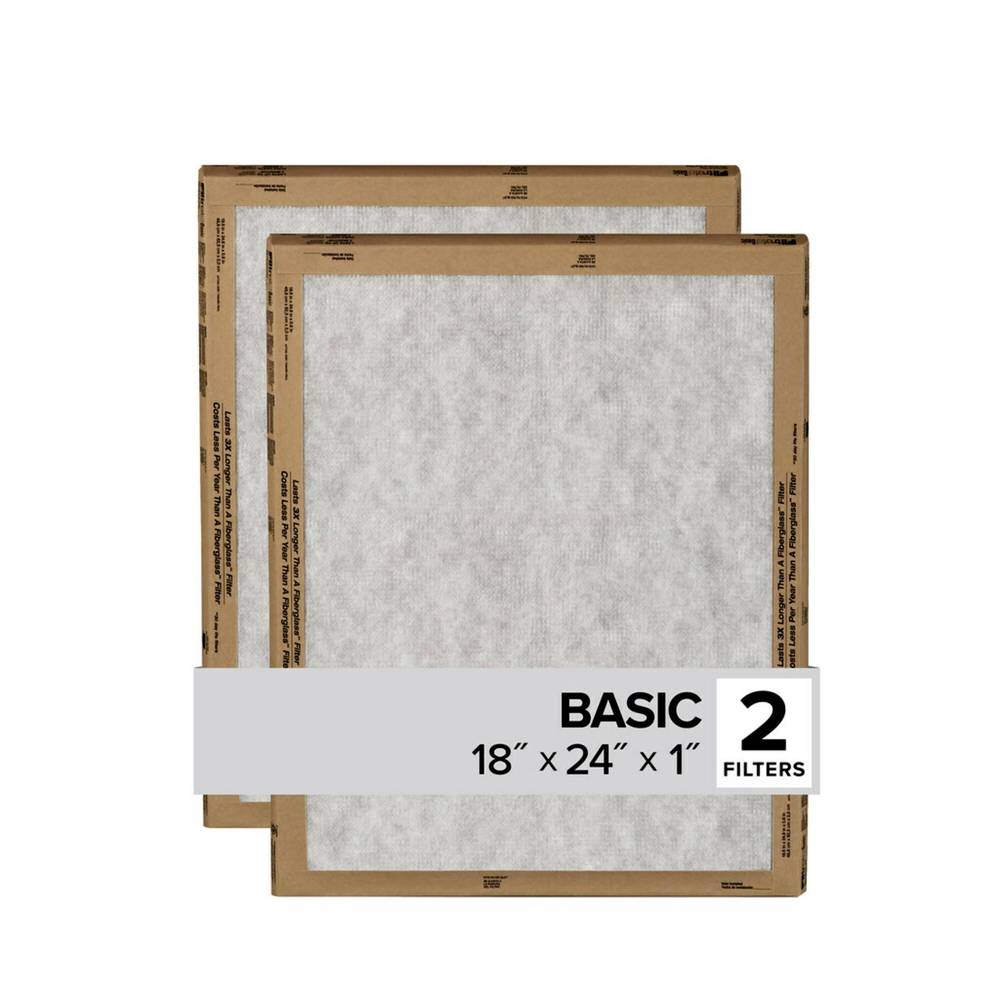 Filtrete 18-in W x 24-in L x 1-in MERV 1 Basic Flat Air Filter (2-Pack) | FPL21-2PK-24