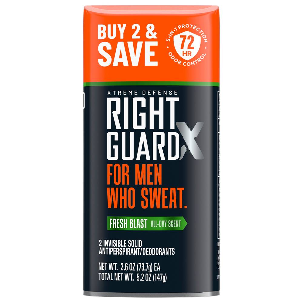 Right Guard Xtreme Defense Fresh Blast Antiperspirant Invisible Solid (2 ct)