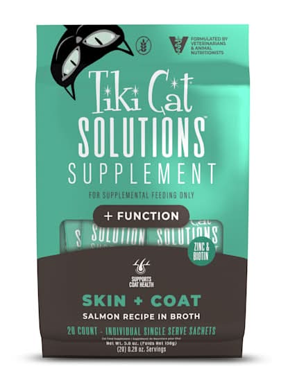 Tiki Cat Solutions Skin & Coat Cat Food Supplement, 5.6 oz., Count of 20