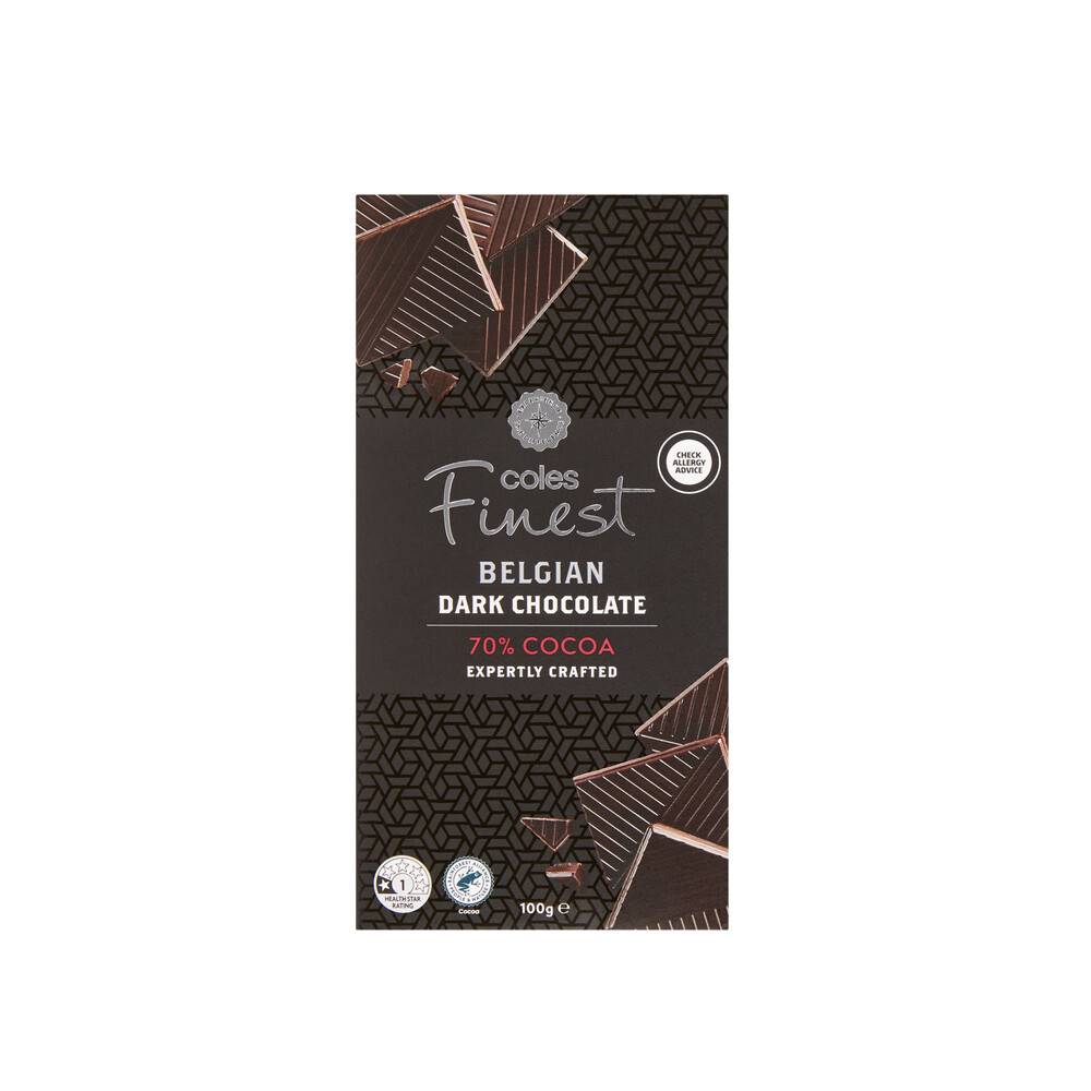 Coles Finest Belgian Dark Chocolate Block 70% 100g