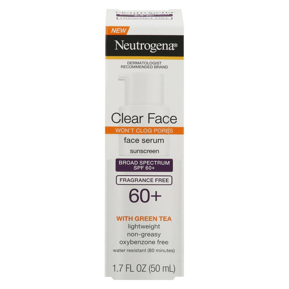 Neutrogena Clear Face Serum Sunscreen With Green Tea Broad Spectrum Spf 60+