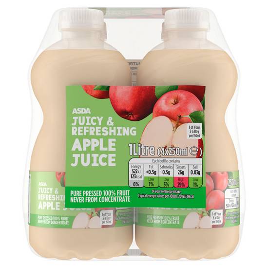 ASDA Pressed Fruit Apple Juice 4X250