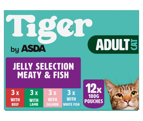 ASDA Tiger Meaty & Fish Selection in Jelly Adult Cat Food (12 pack)