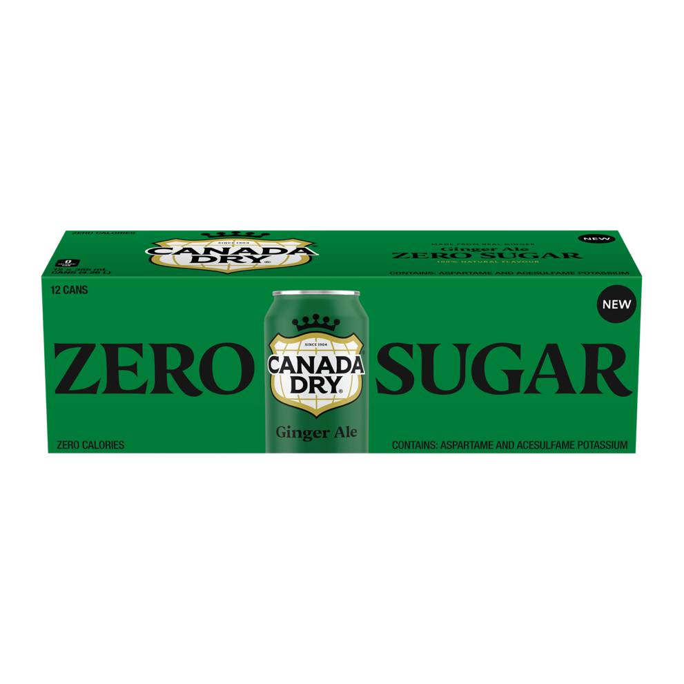 Canada Dry Ginger Ale Zero Sugar Soda (12 x 355 ml)