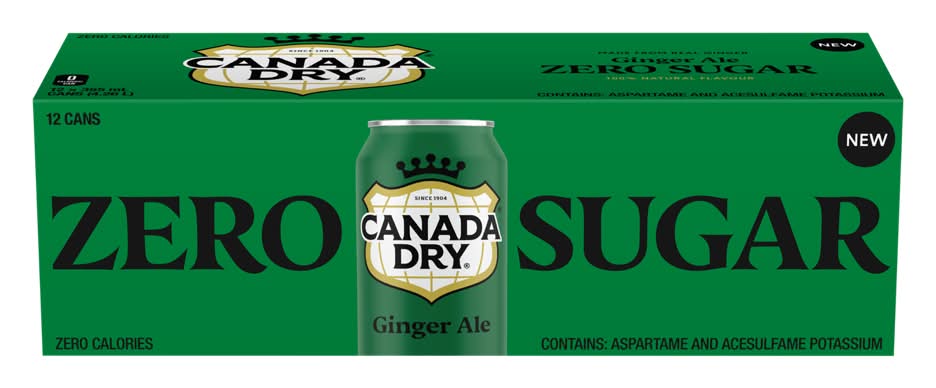 Canada Dry Ginger Ale Zero Sugar Soda (12 x 355 ml)