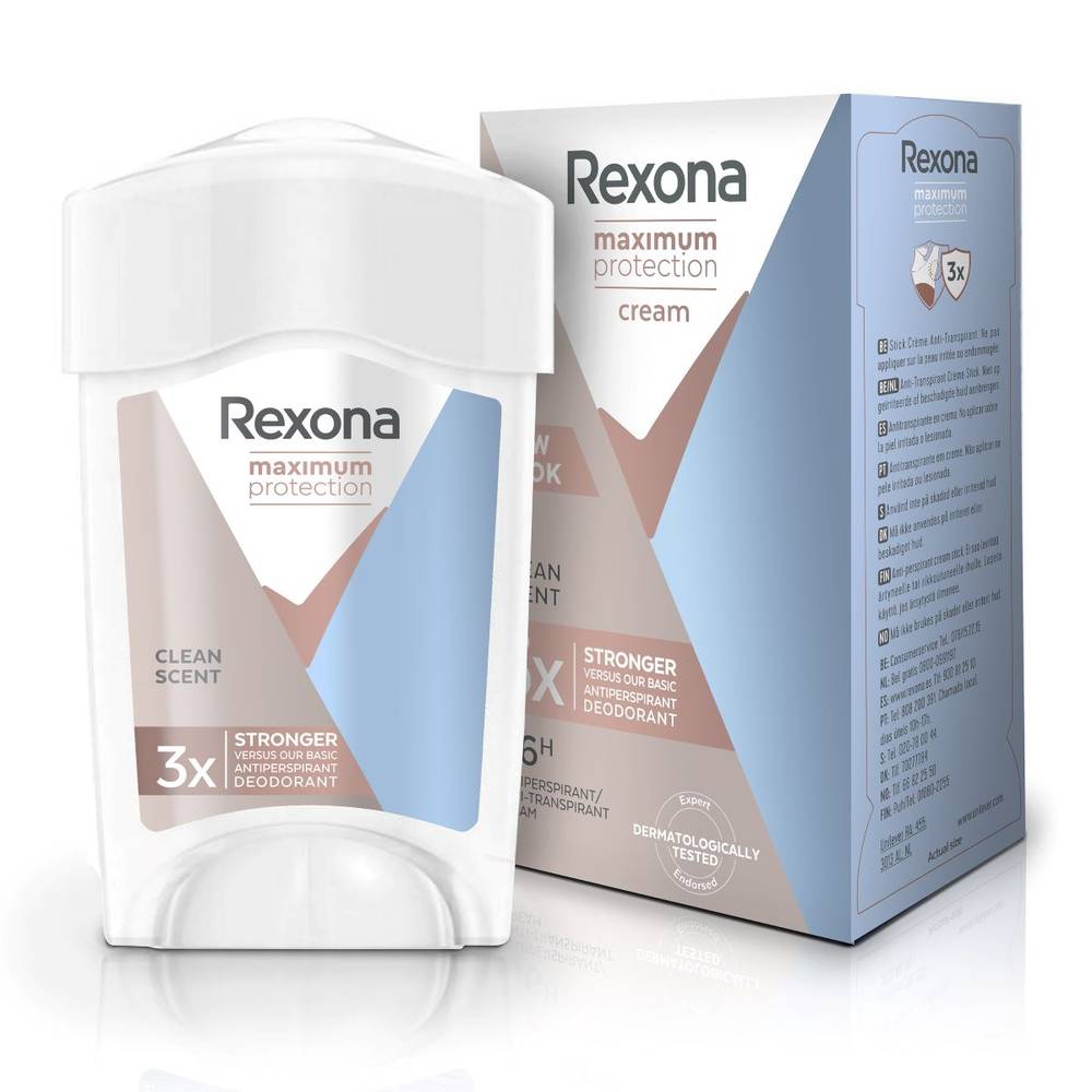 Crema desodorante REXONA maximum protection clean scent 45 ml