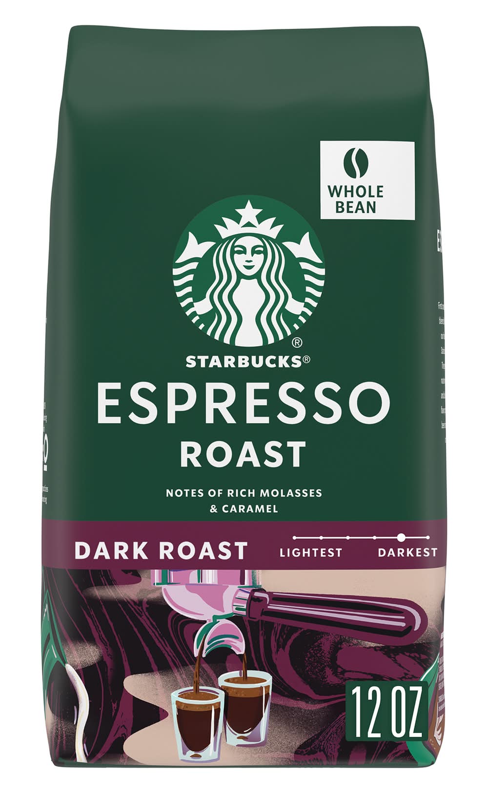 Starbucks Whole Bean 100% Arabica Espresso Dark Roast Coffee (12 oz)