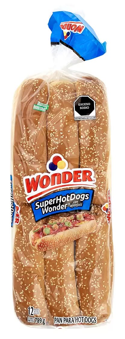 Wonder · Pan para hot dogs con ajonjolí (12 un)