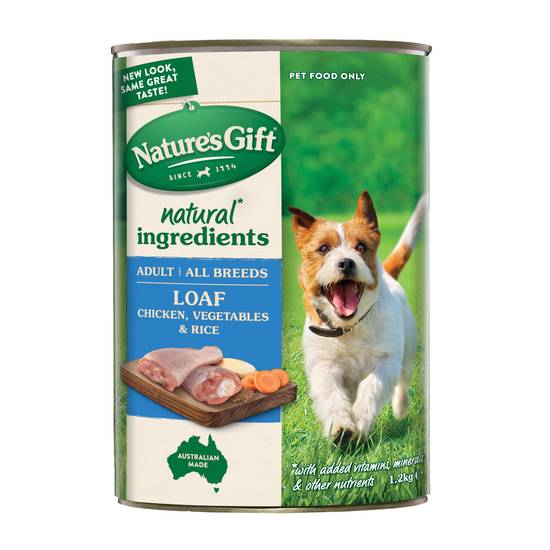 Nature's Gift Adult All Breeds Wet Dog Food Loaf Chicken Rice & Vegetables 1.2kg