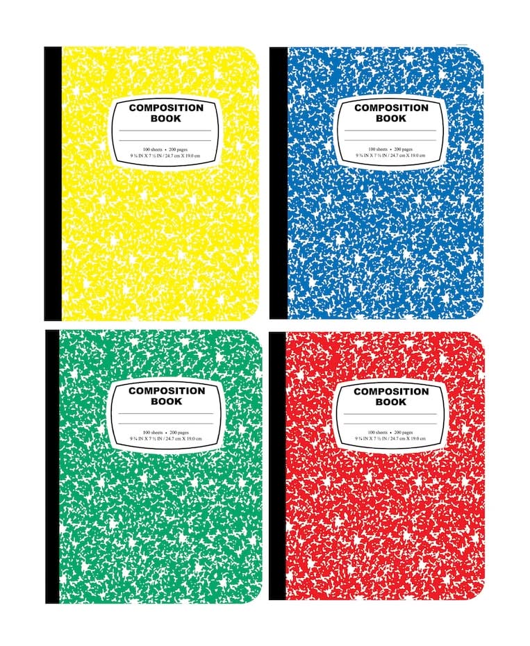 Colorful Classic Composition Notebooks 100 Pages, 9.75x7.50 in (4 ct)