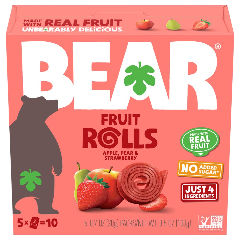 BEAR Fruit Rolls, Apple-Pear Strawberry (5 x 0.7 oz)