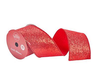 4" x 15' Red Mesh Glitter Craft Ribbon