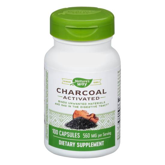 Nature's Way Charcoal Activated 560 mg Dietary Supplement Capsules