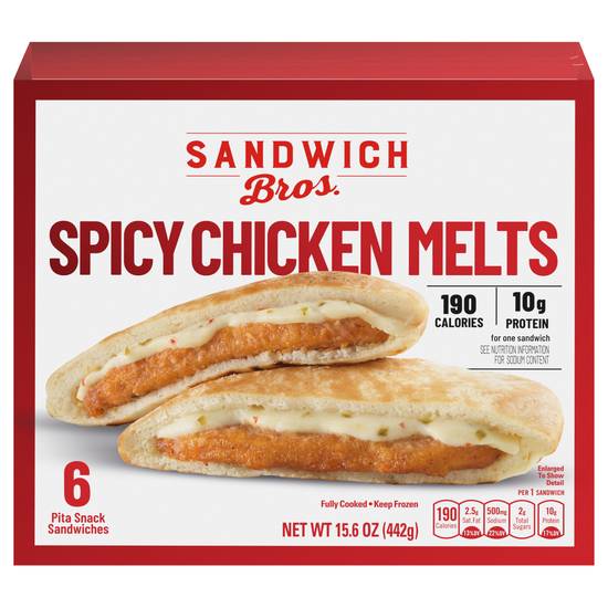 Sandwich Bros Spicy Chicken Melts Pita Snack Sandwiches (6 ct)