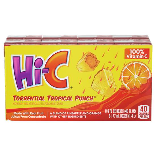 Hi-C Torrential Tropical Punch Flavored Fruit Drink (8ct, 6 fl oz)