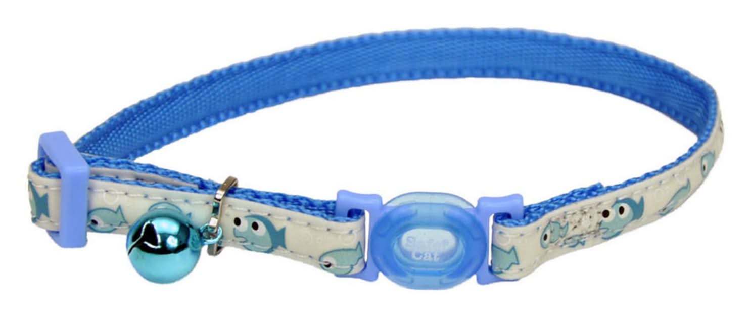 Coastal Safe Cat Glow in the Dark Blue Fish Adjustable Breakaway Cat Collar, 1 ea