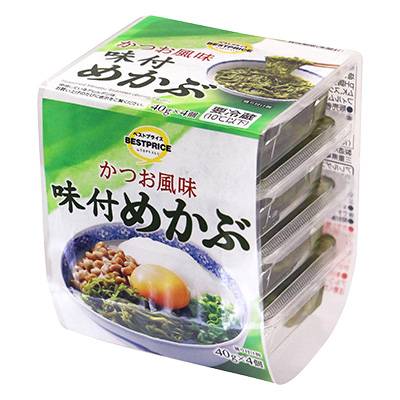 トップバリュ　ベストプライス　味付めかぶ　かつお風味　４０ｇ×４個入